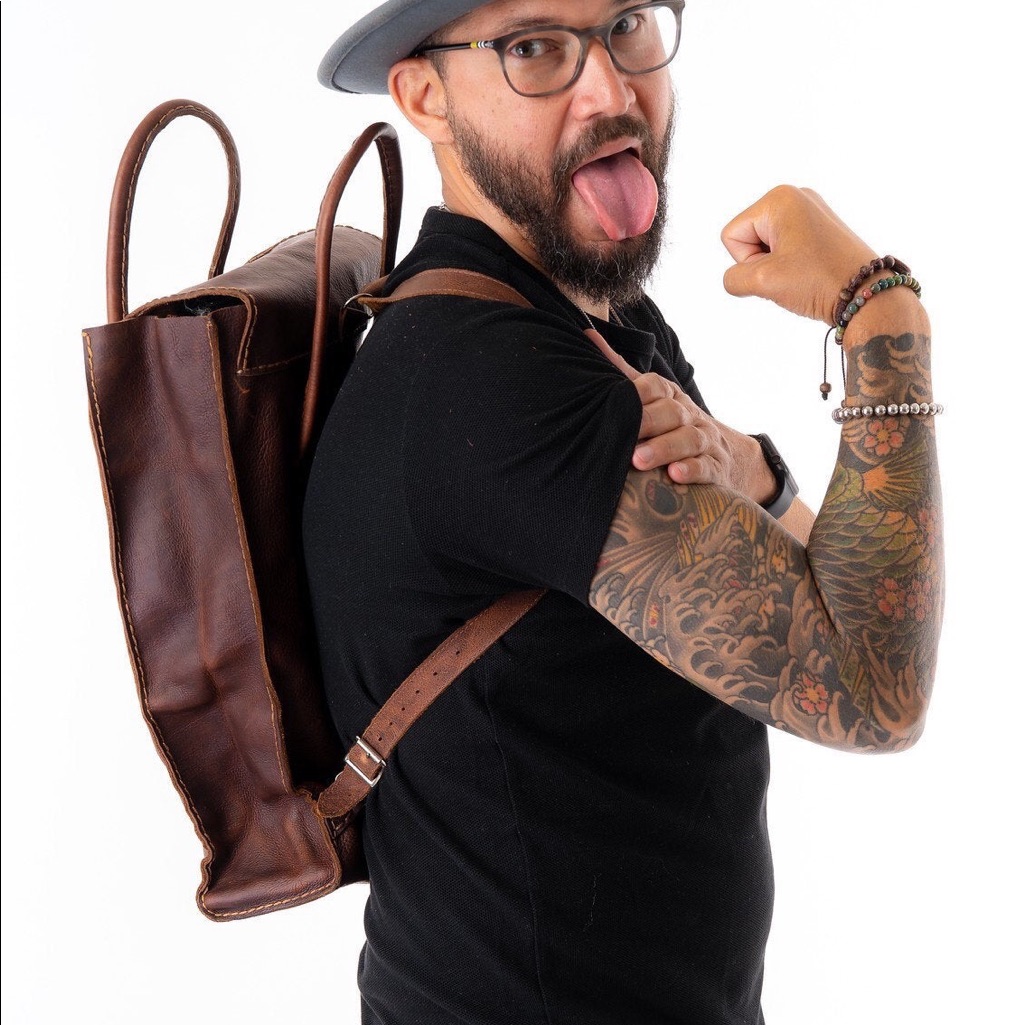 Handmade Leather Backpack, Tote New